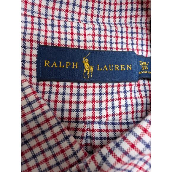 Ralph Lauren Mens Short Sleeve Button Down Shirt 3XB Red Blue Pattern Color Pony - Picture 2 of 7